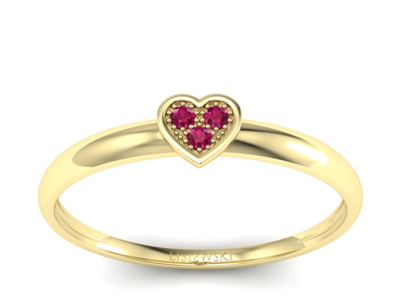 Złoty pierścionek z rubinami żółte złoto - p16244zr