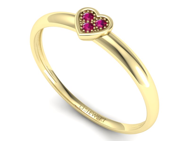 Złoty pierścionek z rubinami żółte złoto - p16244zr — zdjęcie 3