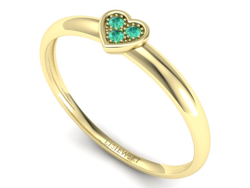 Złoty pierścionek ze szmaragdami żółte złoto - p16244zsm — zdjęcie 3
