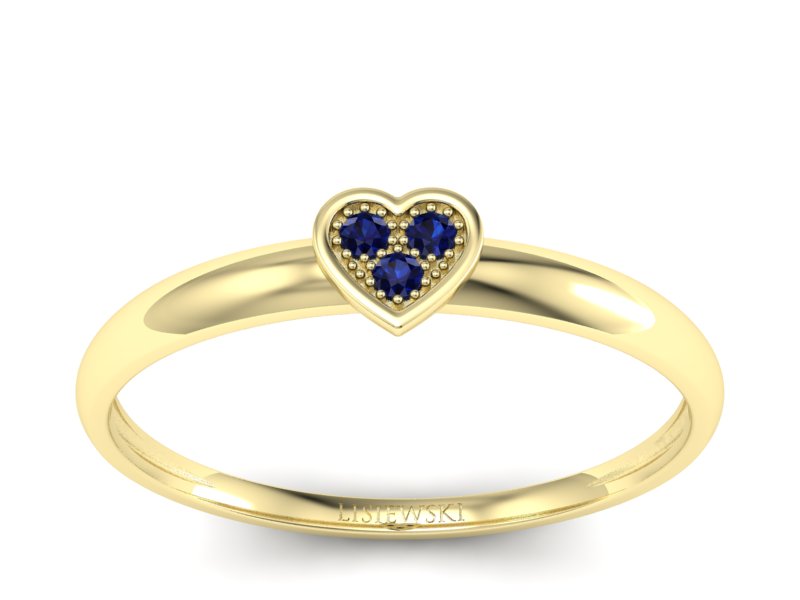 Złoty pierścionek z szafirami żółte złoto - p16244zsz