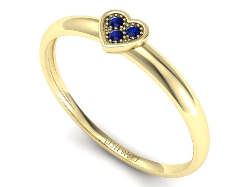 Złoty pierścionek z szafirami żółte złoto - p16244zsz — zdjęcie 3