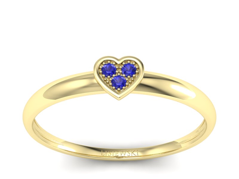 Złoty pierścionek z szafirami żółte złoto - p16244zszc