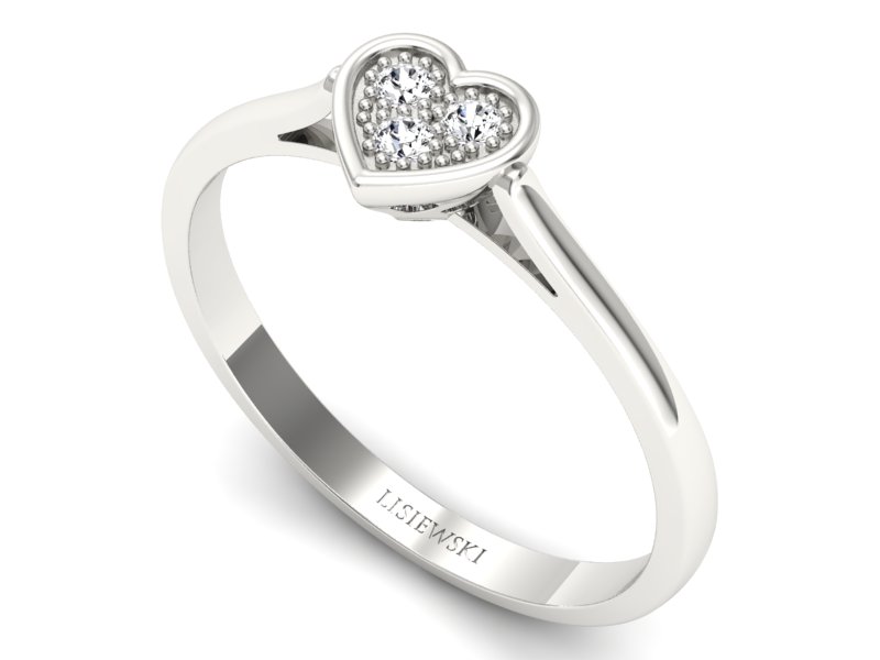 Złoty pierścionek z brylantami białe złoto - p16245b — zdjęcie 3