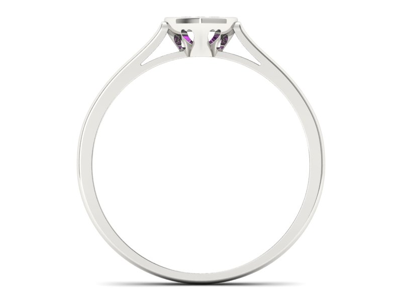 Złoty pierścionek białe złoto z ametystami - p16245bat — zdjęcie 2