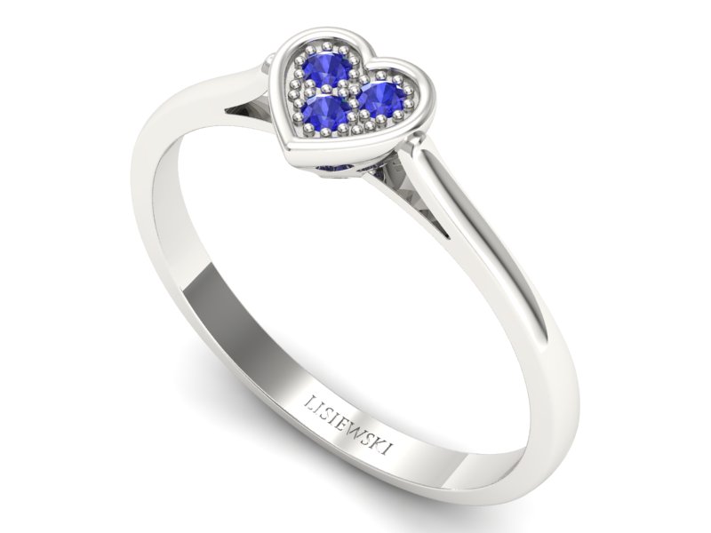 Złoty pierścionek z szafirami białe złoto - p16245bszc — zdjęcie 3