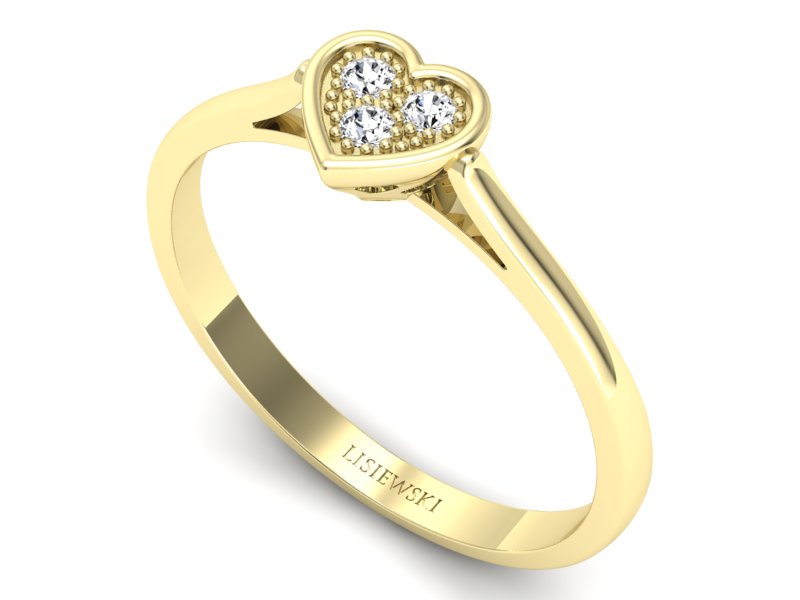 Złoty pierścionek z brylantami żółte złoto - p16245z — zdjęcie 3