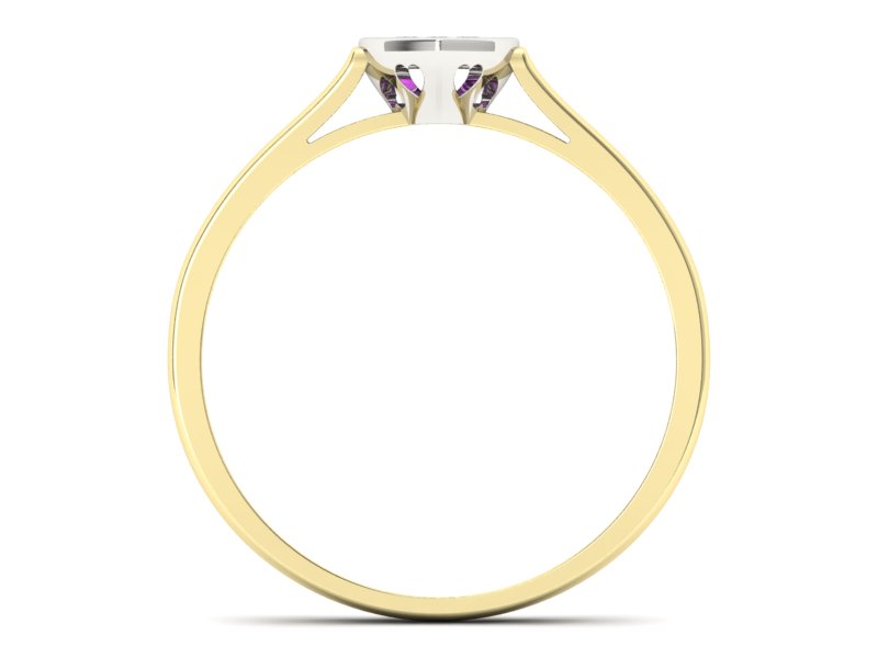 Pierścionek z ametystami żółte białe złoto - p16245zbat — zdjęcie 2