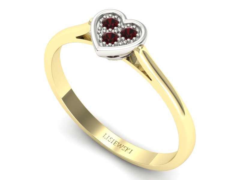 Złoty pierścionek z granatami - p16245zbgr — zdjęcie 3