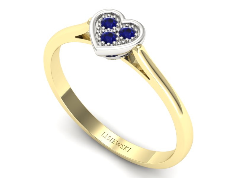 Złoty pierścionek żółte złoto ze spinelami - p16245zbsp — zdjęcie 3