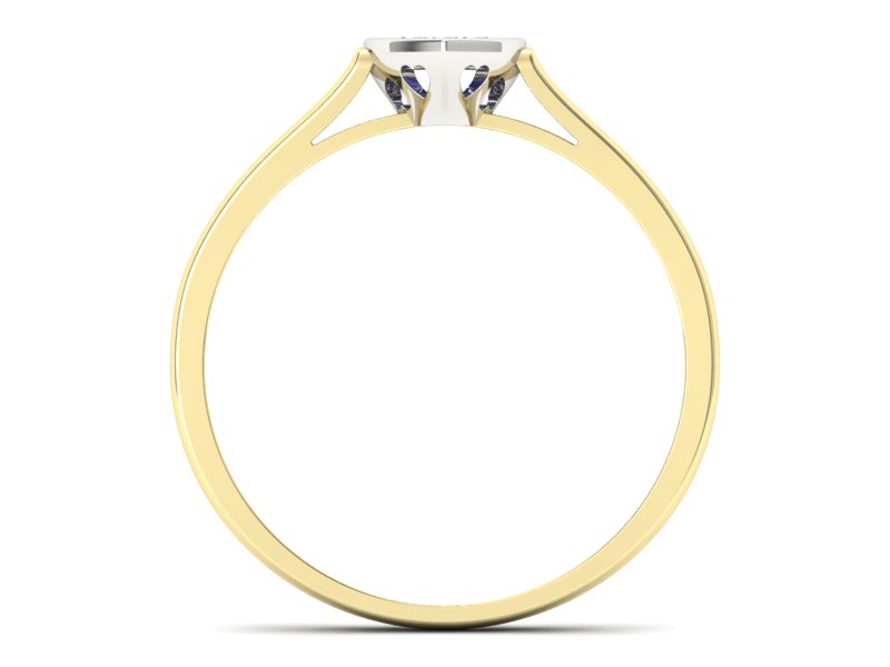 Złoty pierścionek zaręczynowy z szafirami - p16245zbszc — zdjęcie 2