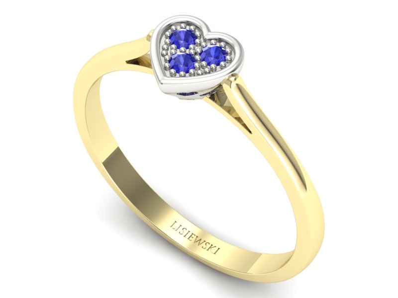 Złoty pierścionek zaręczynowy z szafirami - p16245zbszc — zdjęcie 3