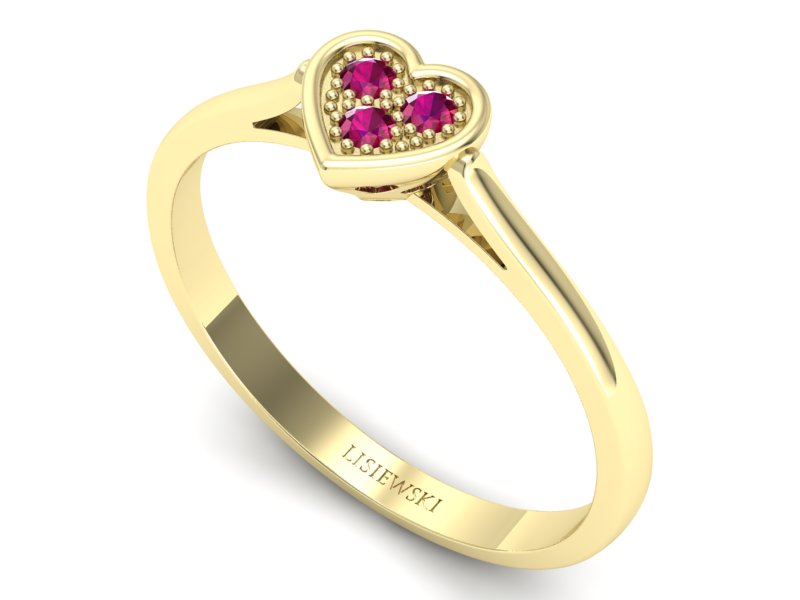 Złoty pierścionek z rubinami żółte złoto - p16245zr — zdjęcie 3