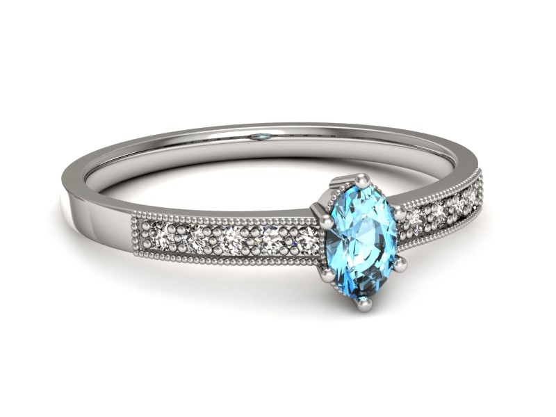 Pierścionek z topazem i brylantami białe złoto - p16246ba — zdjęcie 2
