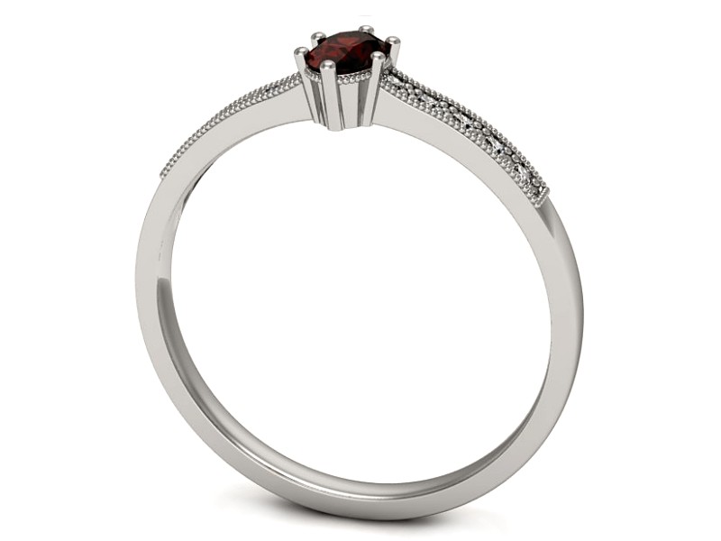 Pierścionek białe złoto z granatem i brylantami - p16246bgr — zdjęcie 3