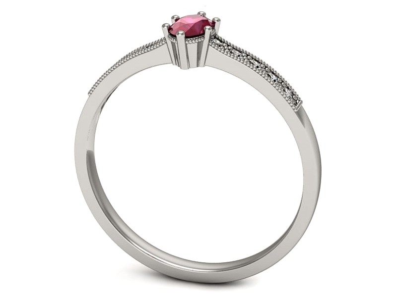 Pierścionek z rubinem i brylantami białe złoto - p16246br — zdjęcie 3