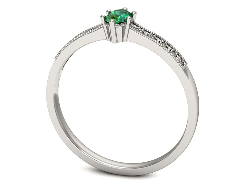 Złoty pierścionek ze szmaragdem i brylantami - p16246bsm — zdjęcie 3