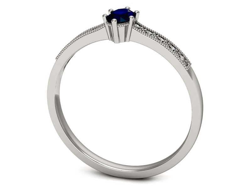 Pierścionek z szafirem i brylantami białe złoto - p16246bsz — zdjęcie 3