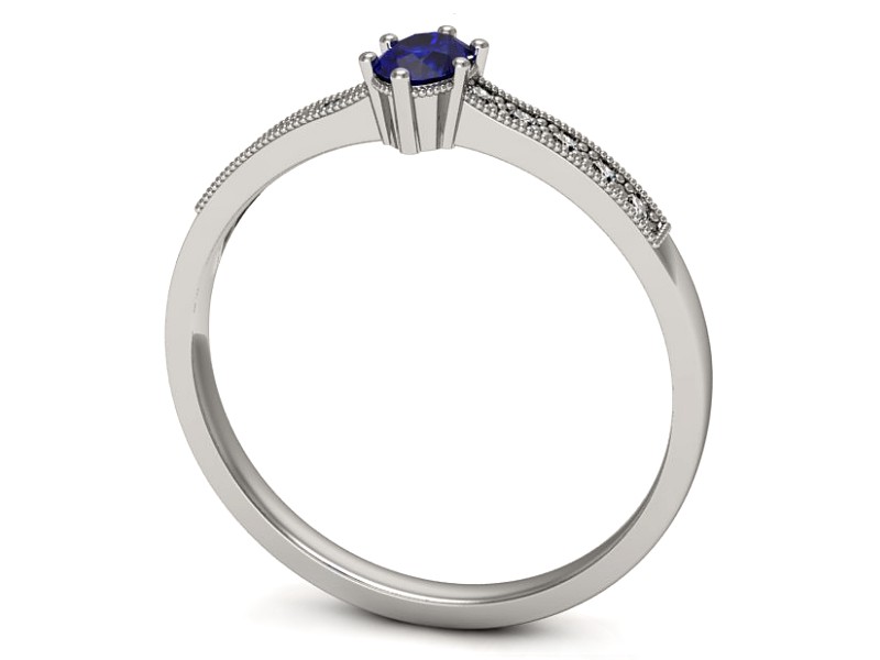 Pierścionek z szafirem i brylantami białe złoto - p16246bszc — zdjęcie 3