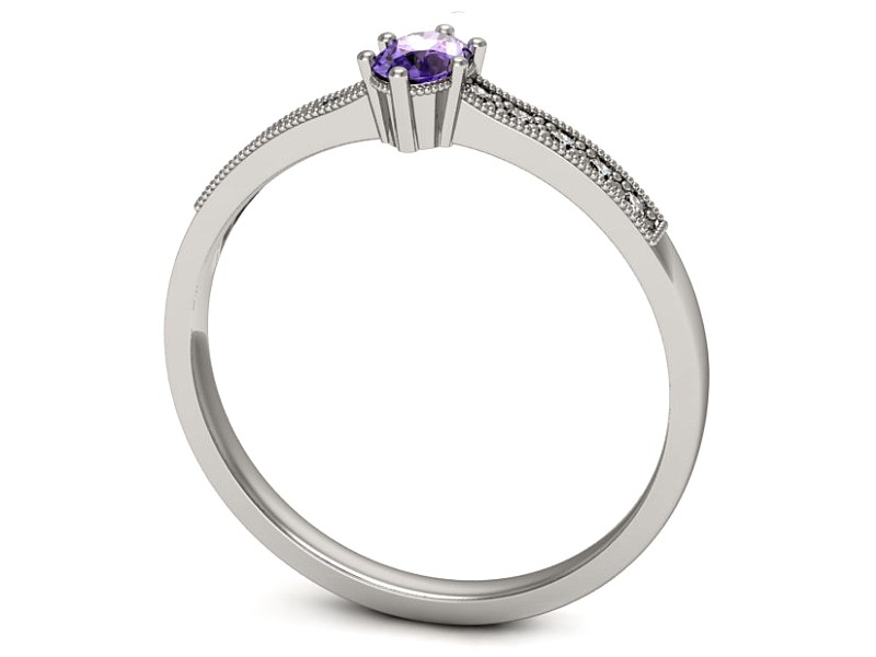 Pierścionek z tanzanitem białe złoto z brylantami - p16246bt — zdjęcie 3