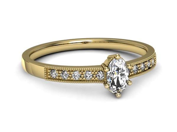 Złoty Pierścionek z diamentami żółte złoto 585 - p16246z