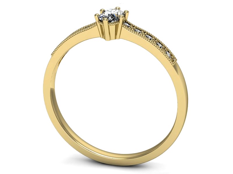 Złoty pierścionek z diamentami żółte złoto - p16246z — zdjęcie 3