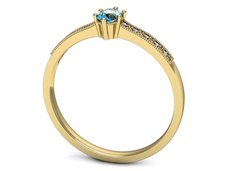 Pierścionek z topazem i brylantami żółte złoto - p16246za — zdjęcie 3