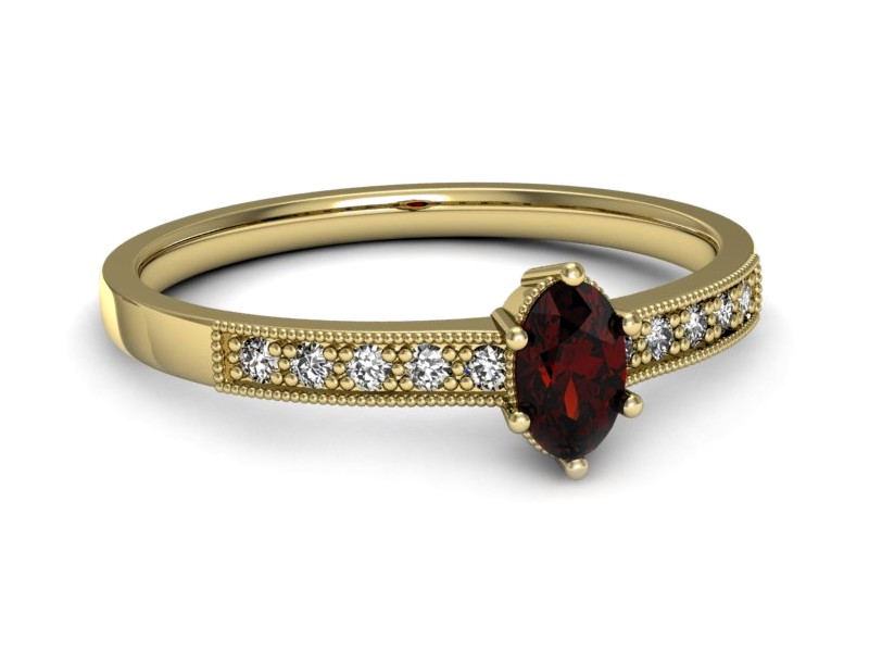 Złoty pierścionek z granatem żółte złoto - p16246zgr — zdjęcie 2