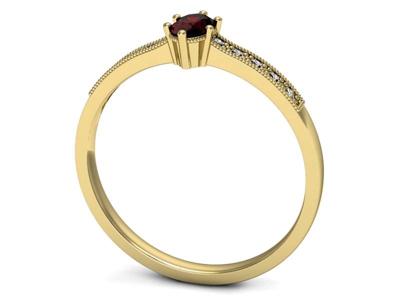 Złoty pierścionek z granatem żółte złoto - p16246zgr — zdjęcie 3