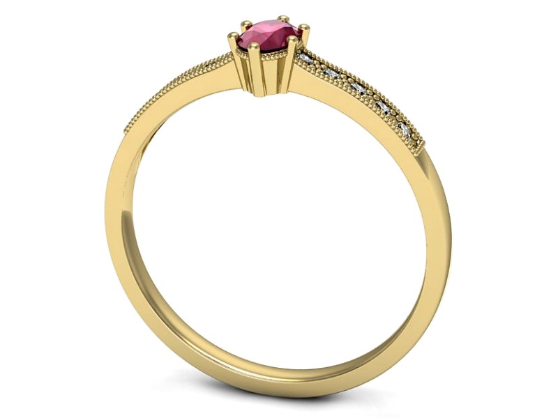 Pierścionek z rubinem i brylantami żółte złoto - p16246zr — zdjęcie 3