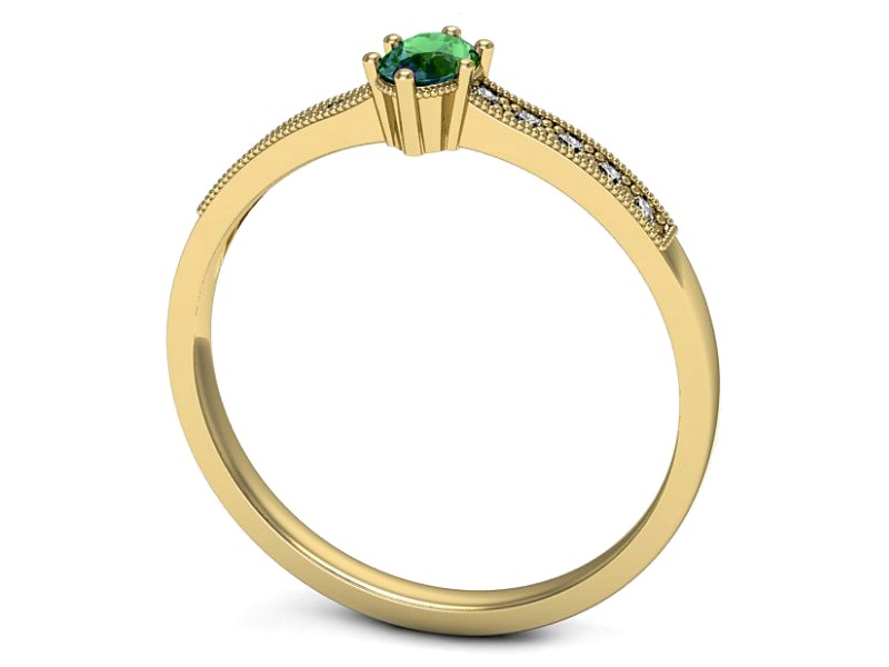 Złoty pierścionek ze szmaragdem i diamentami - p16246zsm — zdjęcie 3
