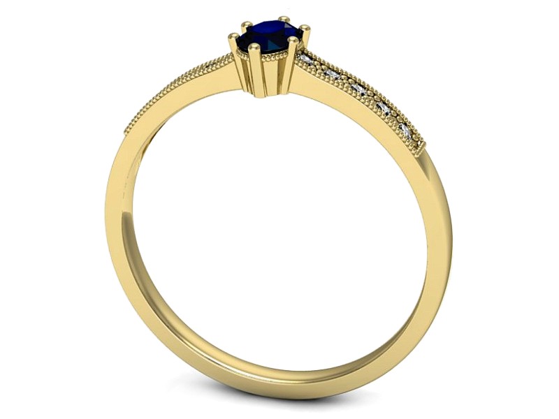 Złoty pierścionek z szafirem i diamentami - p16246zsz — zdjęcie 3