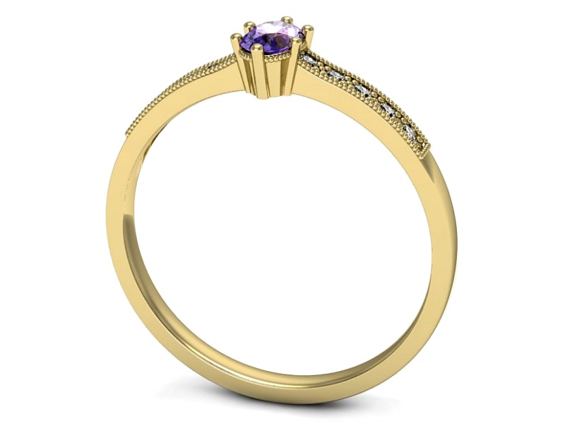 Złoty pierścionek z tanzanitem i diamentami - p16246zt — zdjęcie 3