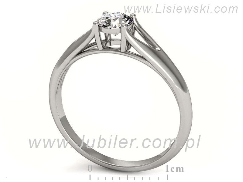 Złoty pierścionek z brylantem białe złoto - p16247b — zdjęcie 3