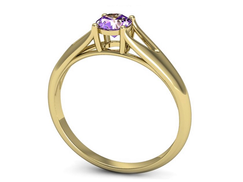 Złoty pierścionek z ametystem żółte złoto - p16247zat — zdjęcie 3