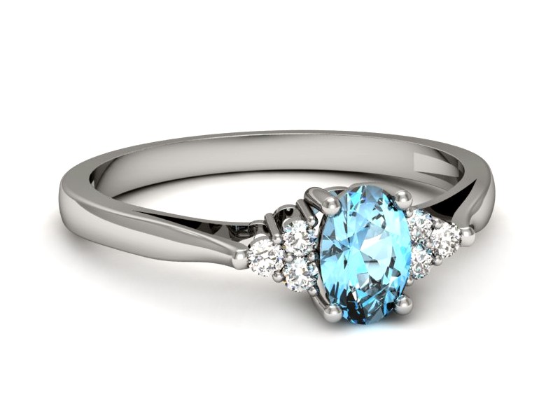 Pierścionek z topazem i brylantami białe złoto - p16248ba — zdjęcie 5