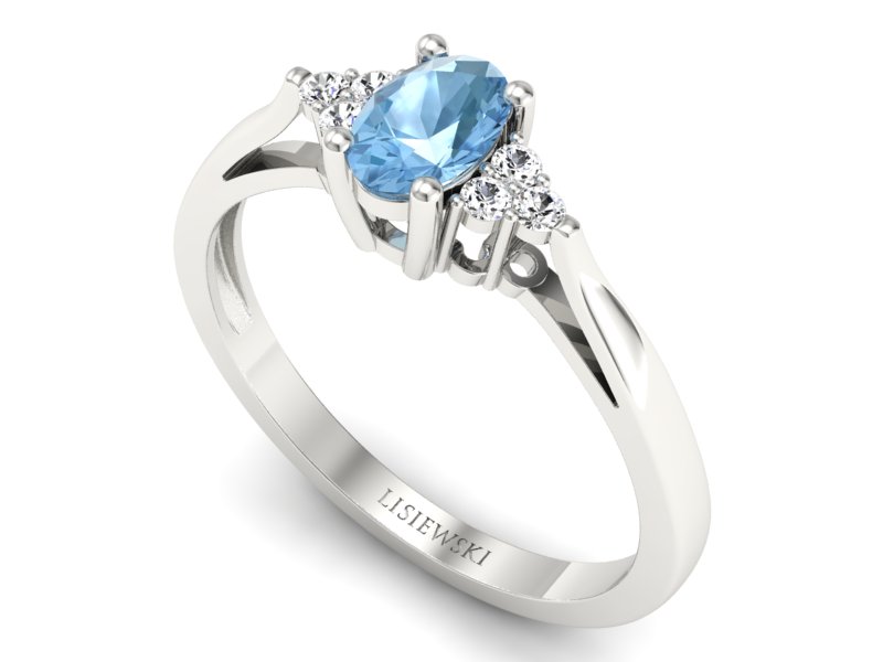 Pierścionek z topazem i brylantami białe złoto - p16248ba — zdjęcie 3
