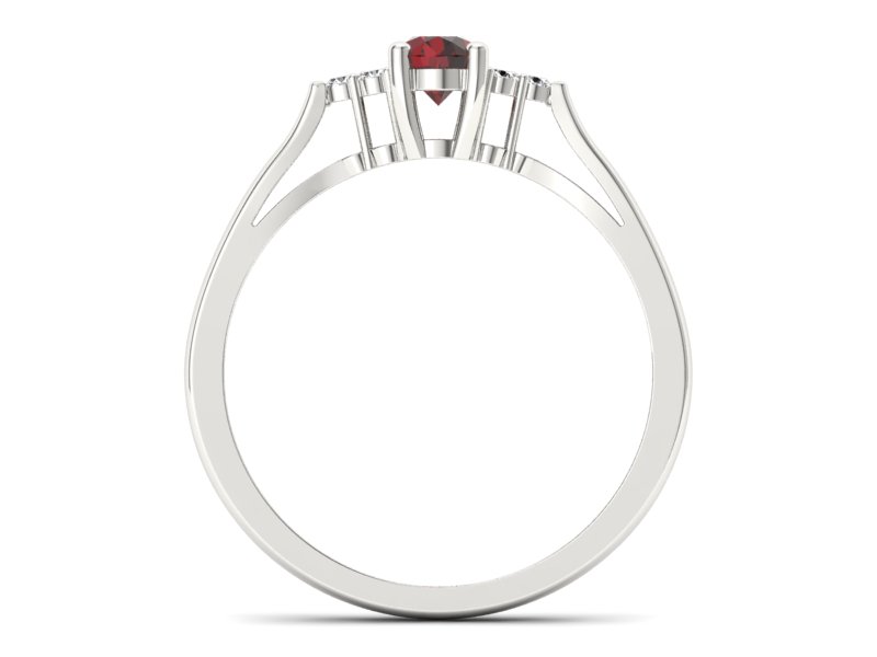 Pierścionek z granatem i brylantami białe złoto - p16248bgr — zdjęcie 2