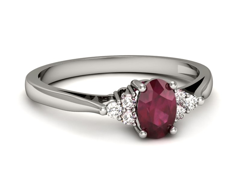 Pierścionek z rubinem i brylantami białe złoto - p16248br — zdjęcie 5