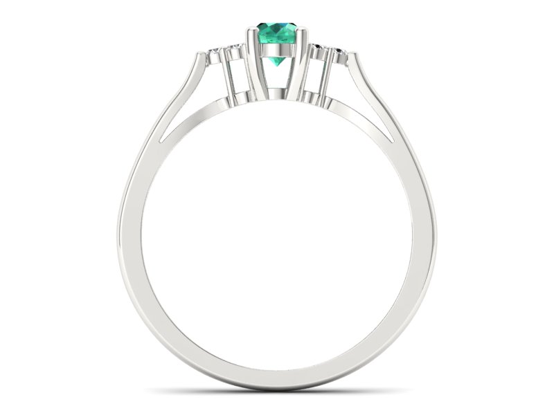Pierścionek ze szmaragdem i brylantami białe złoto - p16248bsm — zdjęcie 2