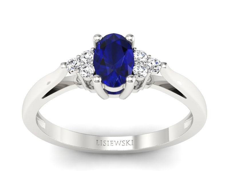 Pierścionek ze spinelem i brylantami białe złoto - p16248bsp