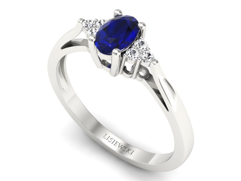 Pierścionek ze spinelem i brylantami białe złoto - p16248bsp — zdjęcie 3