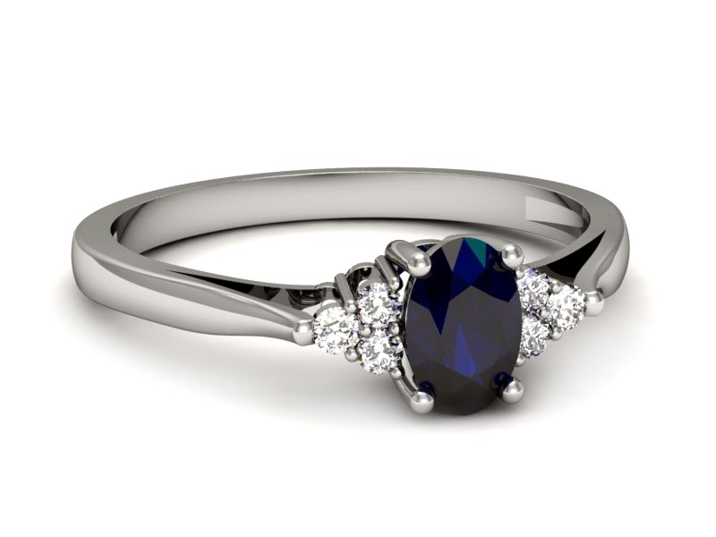 Pierścionek z szafirem i brylantami białe złoto - p16248bsz — zdjęcie 5
