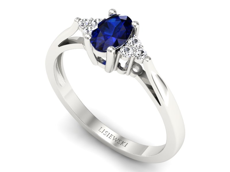 Pierścionek z szafirem i brylantami białe złoto - p16248bsz — zdjęcie 3