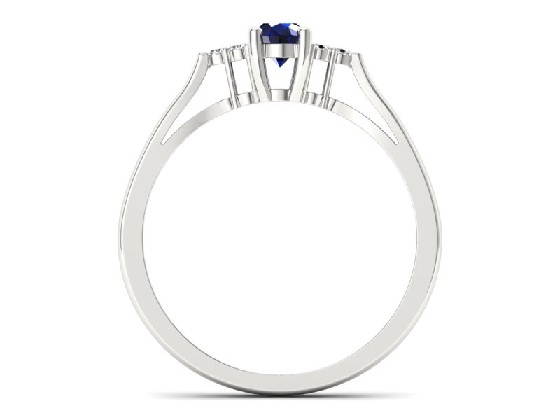 Pierścionek z szafirem i brylantami białe złoto - p16248bsz — zdjęcie 2