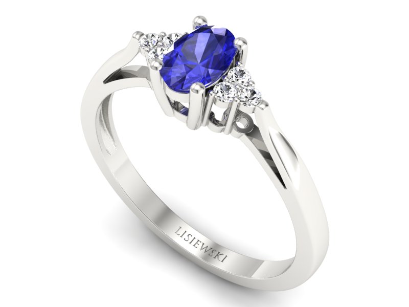 Pierścionek z szafirem i brylantami białe złoto - p16248bszc — zdjęcie 3