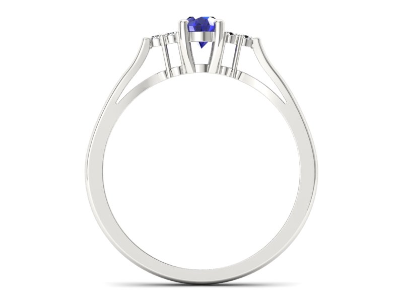 Pierścionek z szafirem i brylantami białe złoto - p16248bszc — zdjęcie 2