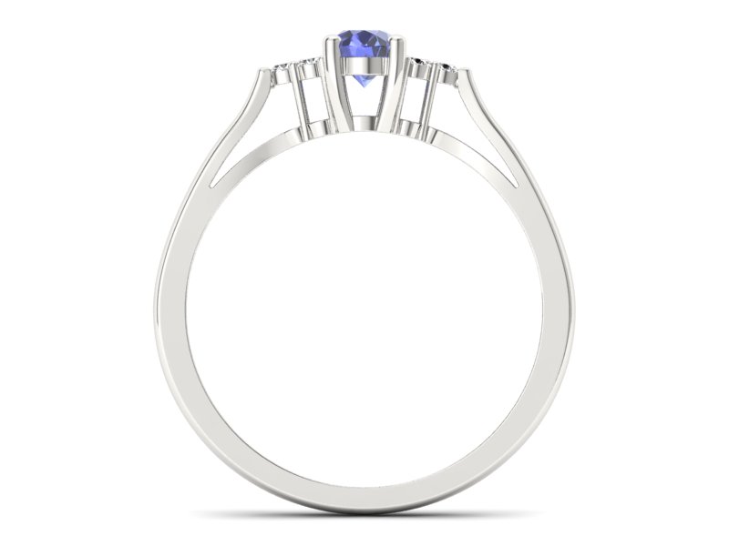 Pierścionek z tanzanitem białe złoto i brylantami - p16248bt — zdjęcie 2