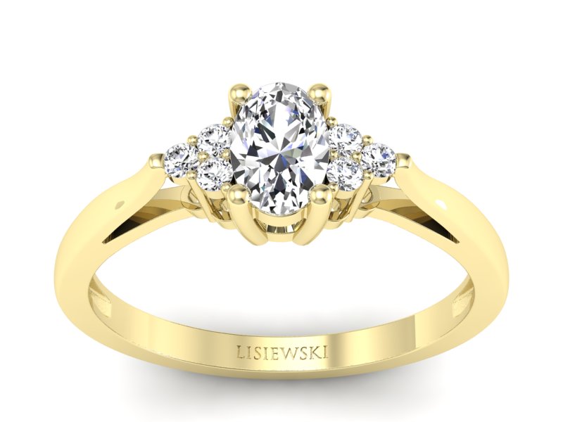 Złoty pierścionek z brylantami żółte złoto - p16248z