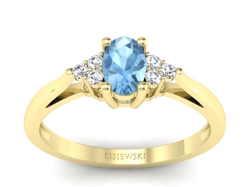 Złoty pierścionek z topazem i brylantami - p16248za