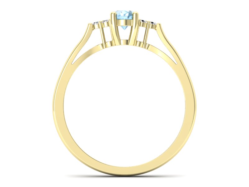 Złoty pierścionek z topazem i brylantami - p16248za — zdjęcie 2